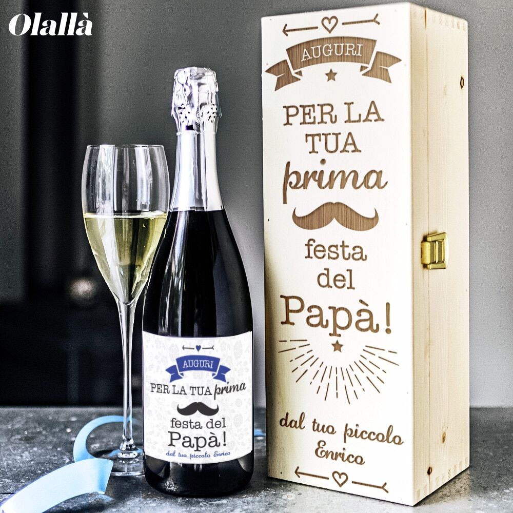 Bottiglia Personalizzata con Baffi e Dedica "Per la tua Prima Festa del Papà" - Idea Regalo Festa del Papà - immagine 5