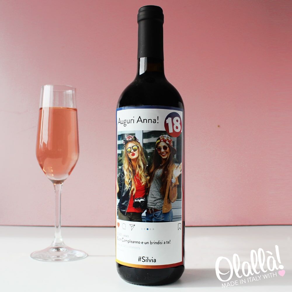 Bottiglia Personalizzata con Foto e Profilo Instagram Regalo Amica Compleanno 18 Anni