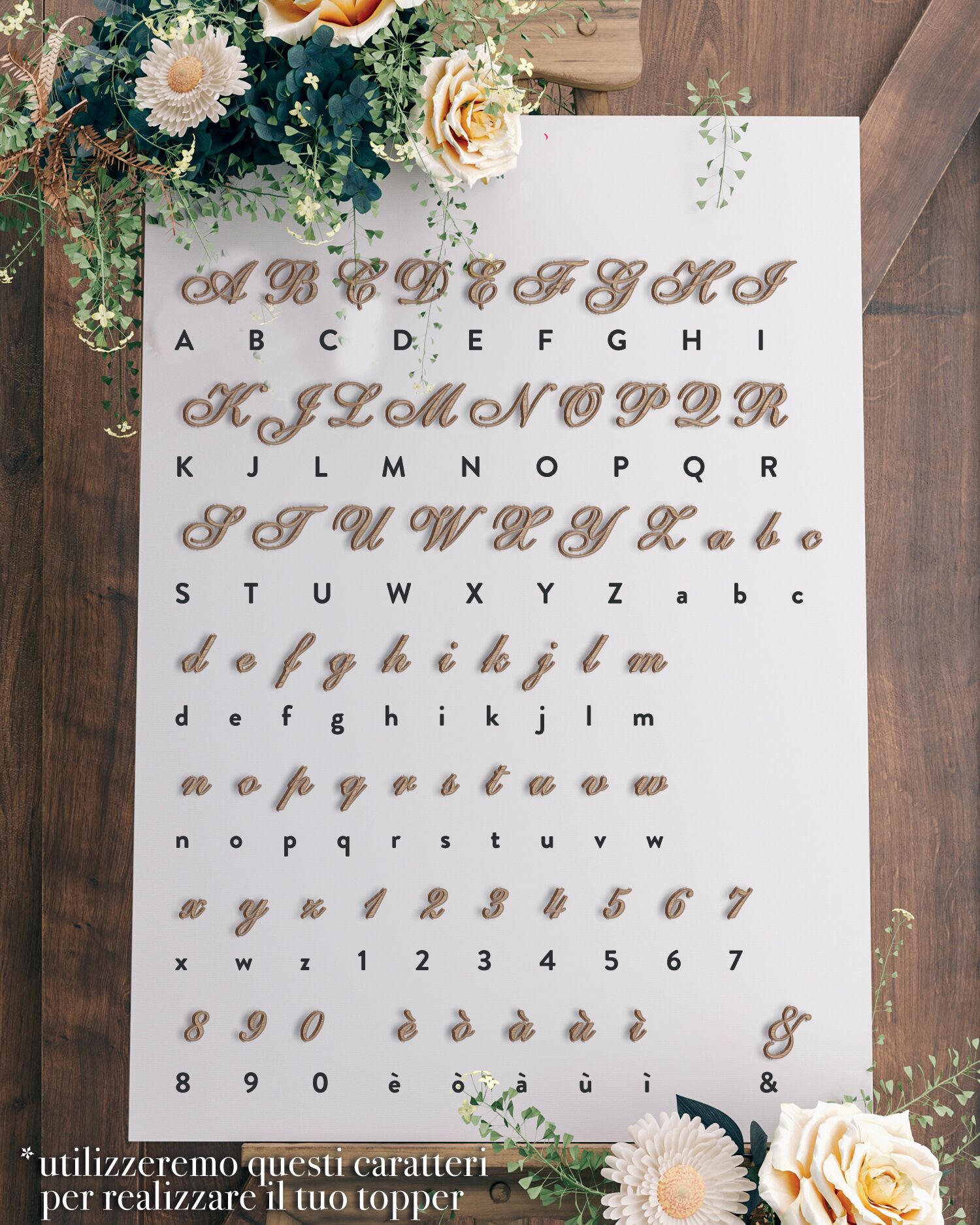 Cake Topper Personalizzato Con Iniziale e Decorazioni Foliage - Decorazione Compleanno - immagine 5