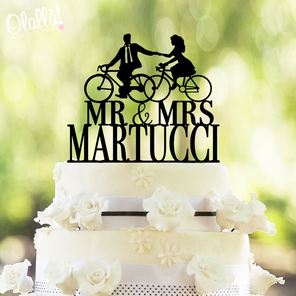 CAKE-TOPPER-SPOSI-BICICLETTA-PERSONALIZZATO-LASER