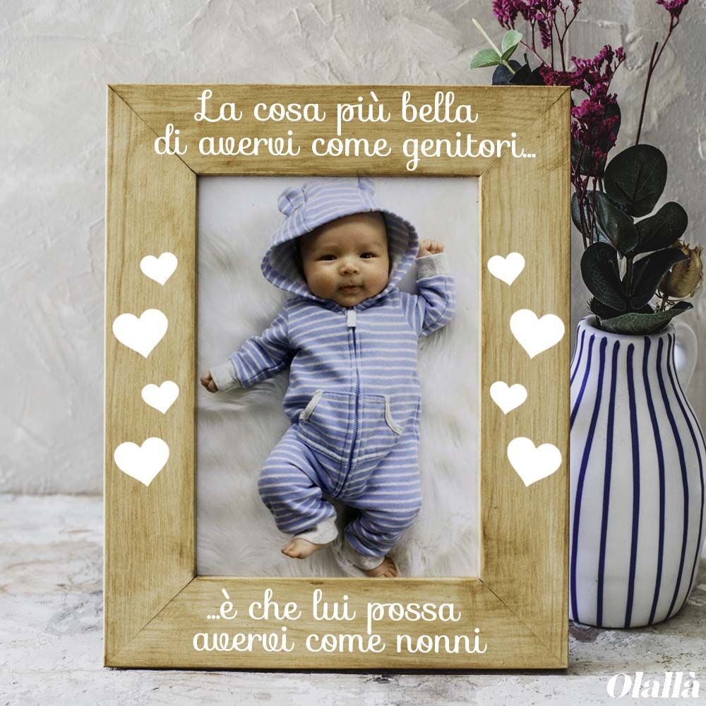 Cornice in Legno Personalizzata "Avervi come Nonni" - Idea Regalo Festa dei Nonni, Neo Nonni - immagine 2