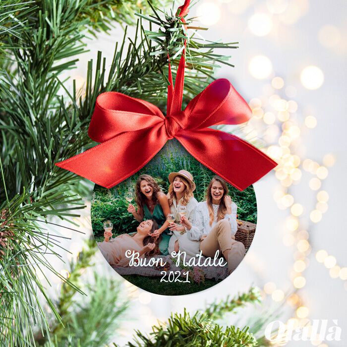 Decorazione per l'Albero di Natale Personalizzata con Foto e Dedica - Regali Natale Amica, Zia, Mamma, Nonna - immagine 2
