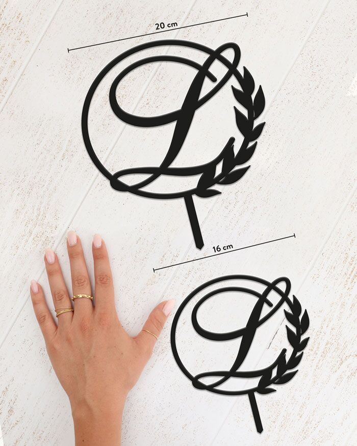 Cake Topper Personalizzato Con Iniziale e Decorazioni Foliage - Decorazione Compleanno - immagine 4