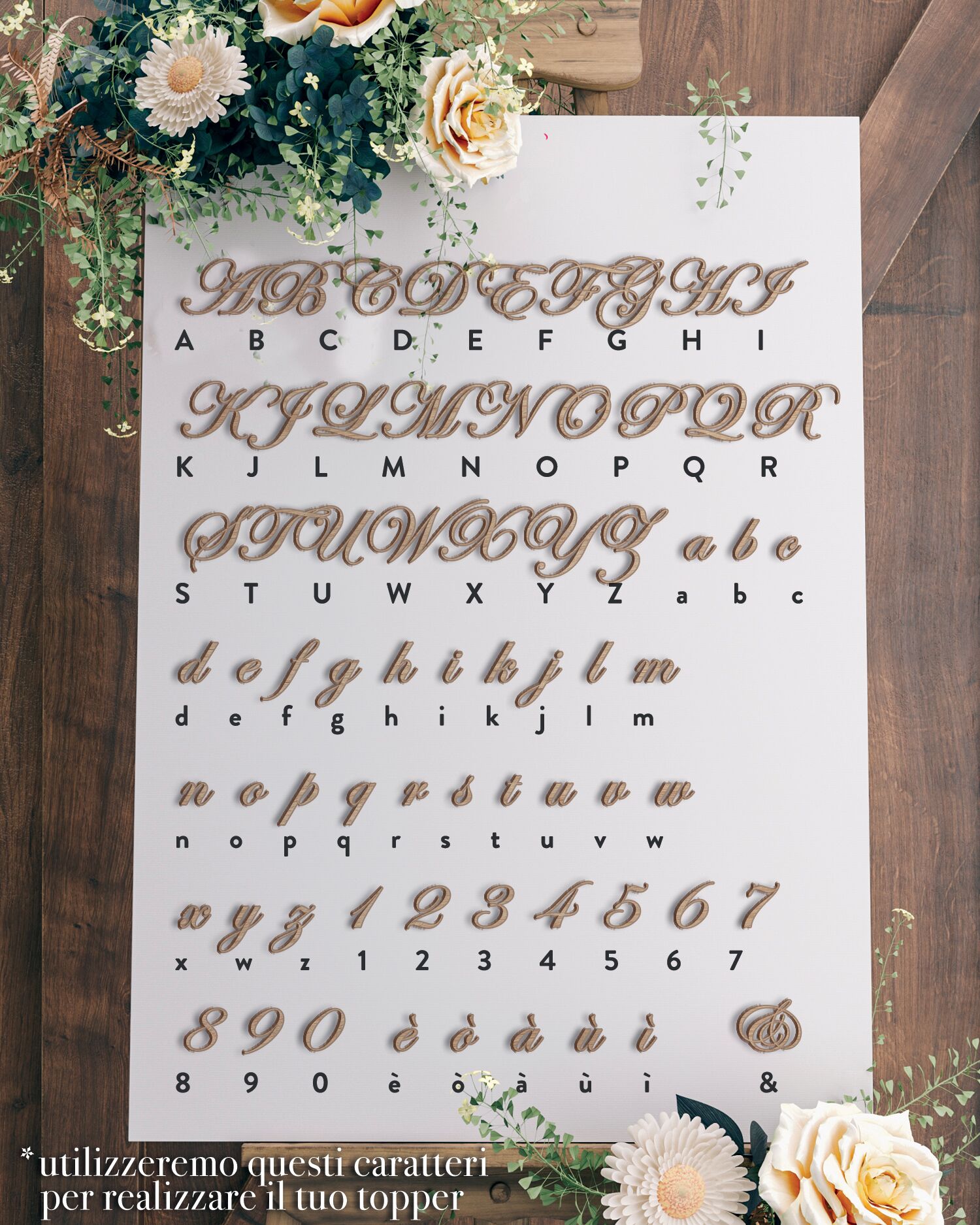 Cake Topper con Nomi degli Sposi Elegante Inglese - immagine 6