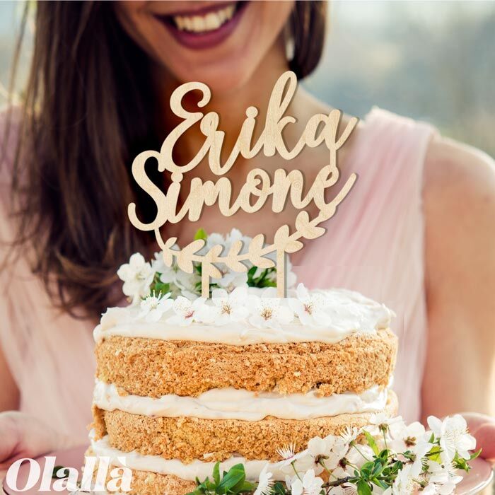 Cake Topper con Nomi degli Sposi e Ghirlanda