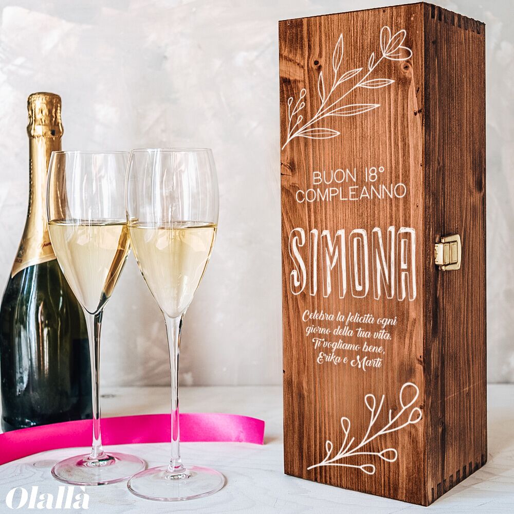 Cassettina Porta Vino in Legno Personalizzata Stile Foliage con Nome e Dedica - Idea Regalo Compleanno - immagine 2