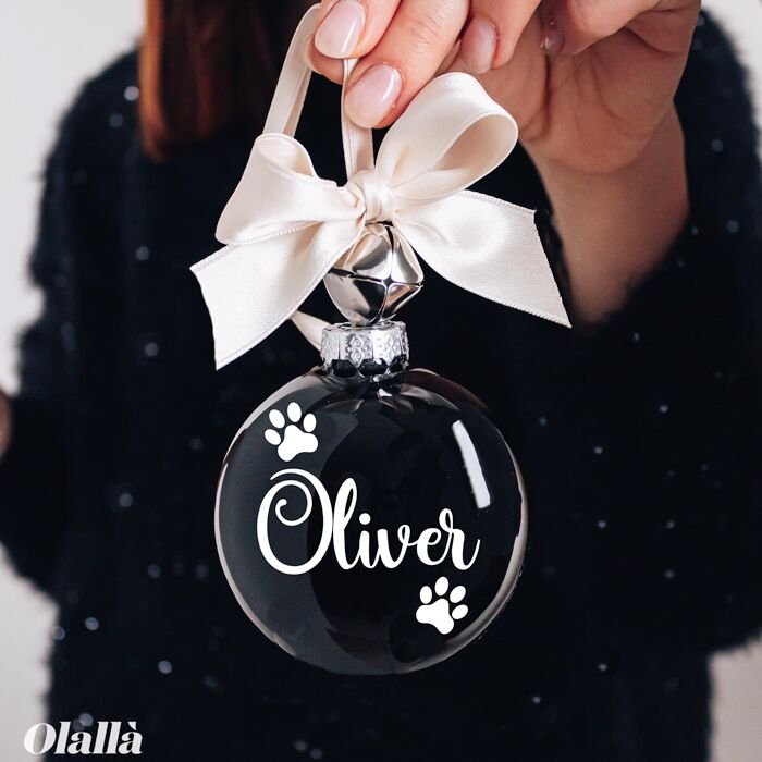 Decorazione Pallina di Natale in Vetro Personalizzata con la Zampa del tuo Cane o Gatto