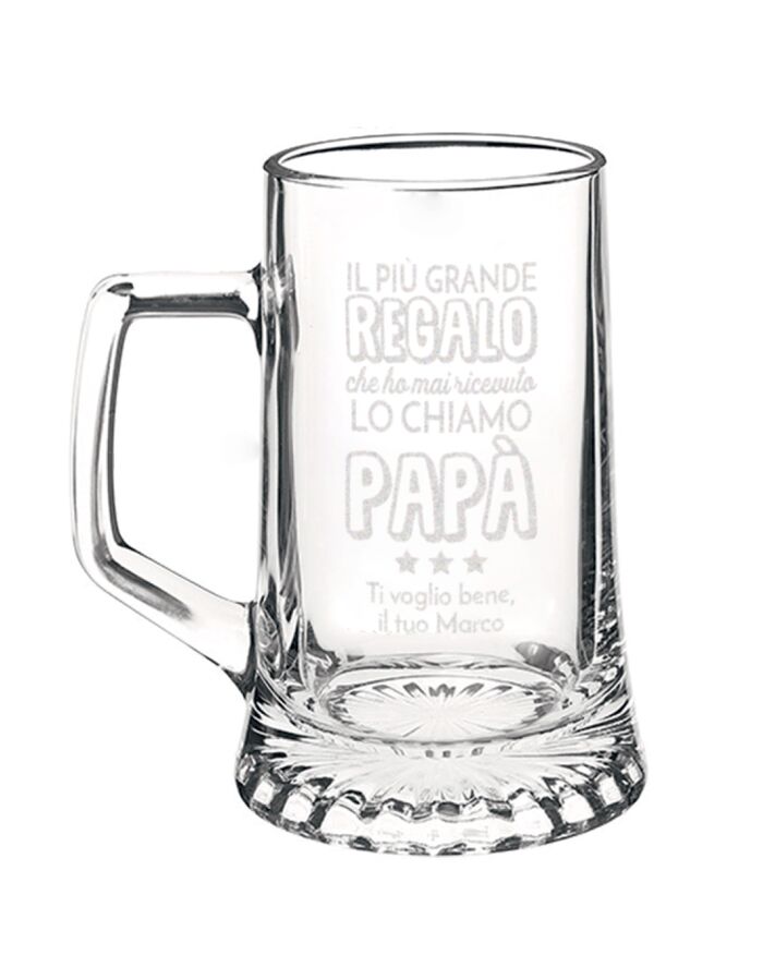 Boccale da Birra per Papà Personalizzabile con Dedica "Il Più Grande Regalo Lo Chiamo Papà" - Idea Regalo per Festa del Papà, per Papà che Amano La Birra - immagine 5