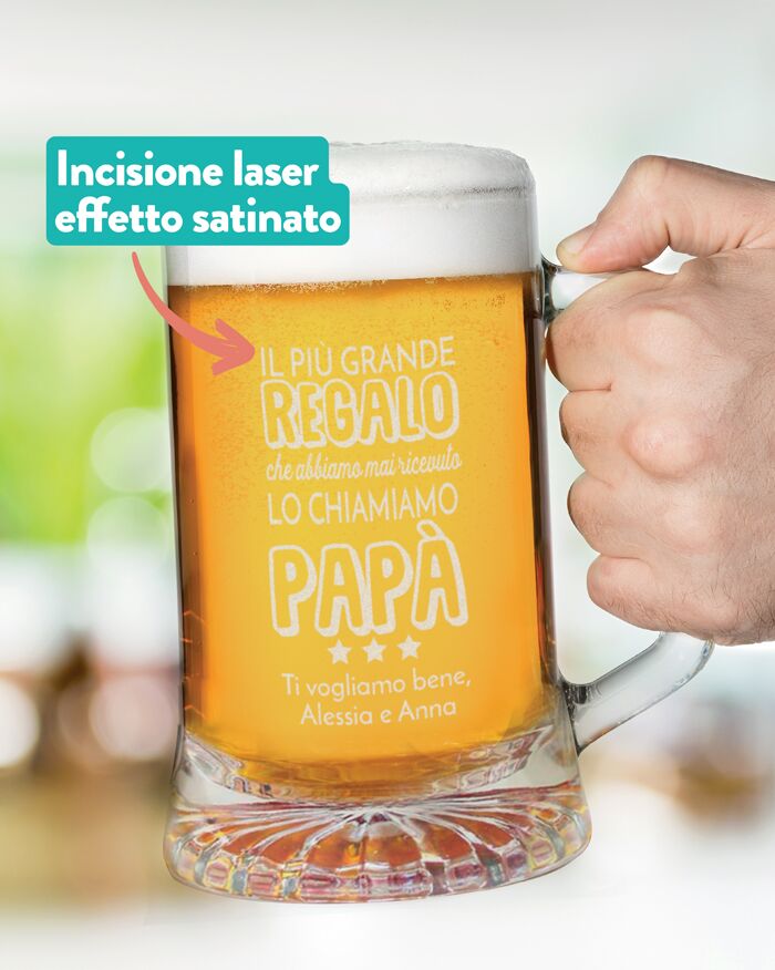 Boccale da Birra per Papà Personalizzabile con Dedica "Il Più Grande Regalo Lo Chiamo Papà" - Idea Regalo per Festa del Papà, per Papà che Amano La Birra - immagine 4