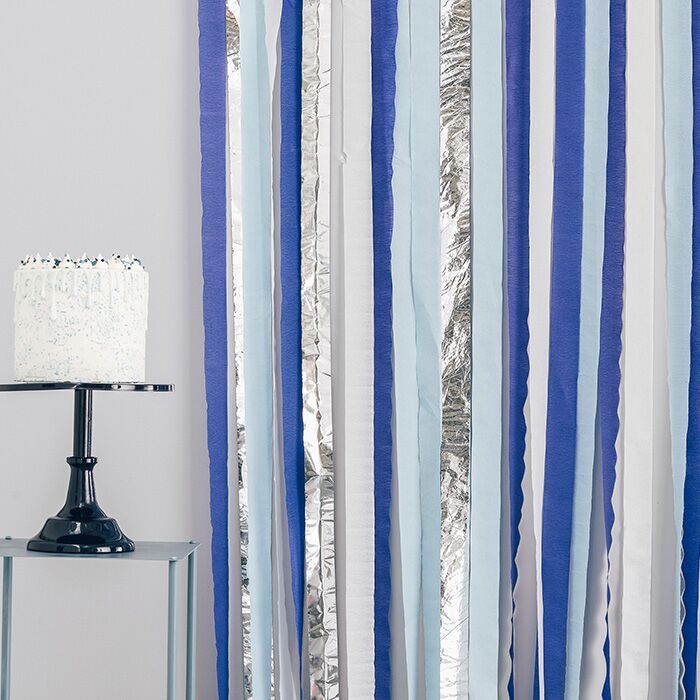 Fondale per Feste in Carta Blu ed Argento