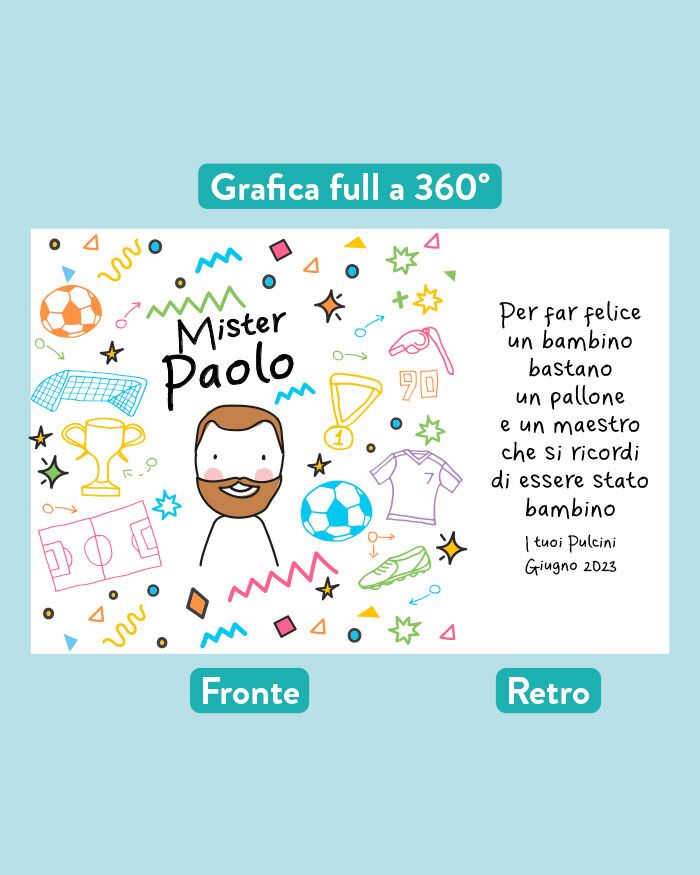 Borraccia Personalizzata per la Maestra, Dada, Allenatrice, Mister con Nome, Dedica e Omino Stilizzato - Idea Regalo Maestra, Insegnante, Fine Anno Scolastico - immagine 19