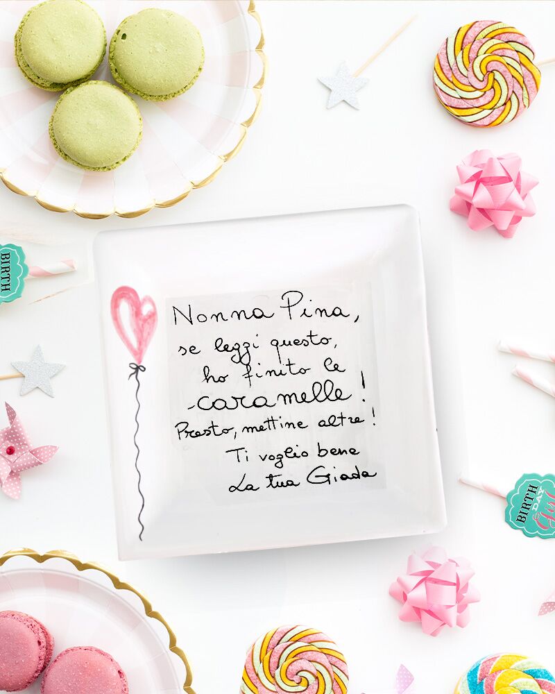 Ciotolina Porta Caramelle in Ceramica Personalizzata con Messaggio e Decoro Palloncino - Regalo Nonna