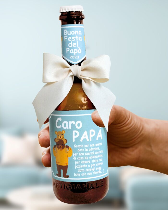 Bottiglia di Birra Personalizzata "Caro Papà" Personalizzabile con la Tua Dedica - Idea Regalo per Papà che Amano la Birra, Festa del Papà, Compleanno - immagine 2