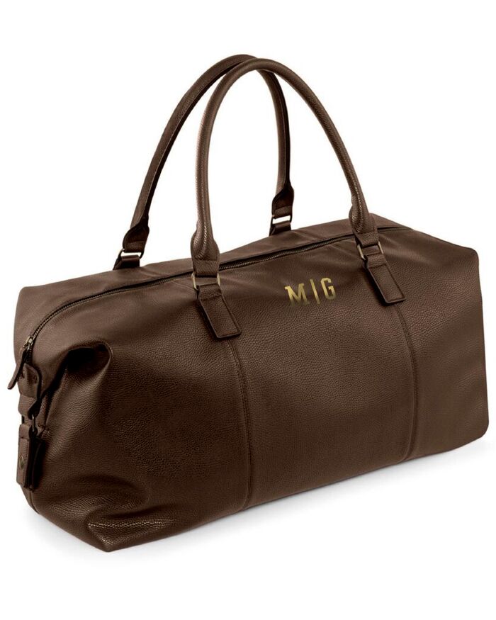 Borsone da Viaggio a Spalla in Ecopelle Nera Personalizzato con Iniziali - Idea Regalo per Chi Viaggia Spesso, Regalo per la Laurea, Regalo per Lui - immagine 6