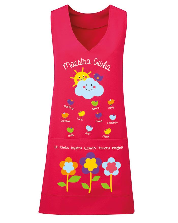 Grembiule Personalizzabile con Nome, Bambini e Dedica per la Maestra e la Dada dell'Asilo e del Nido - Idea Regalo Maestra dell'Asilo, Nido, Fine Anno Scolastico - immagine 3
