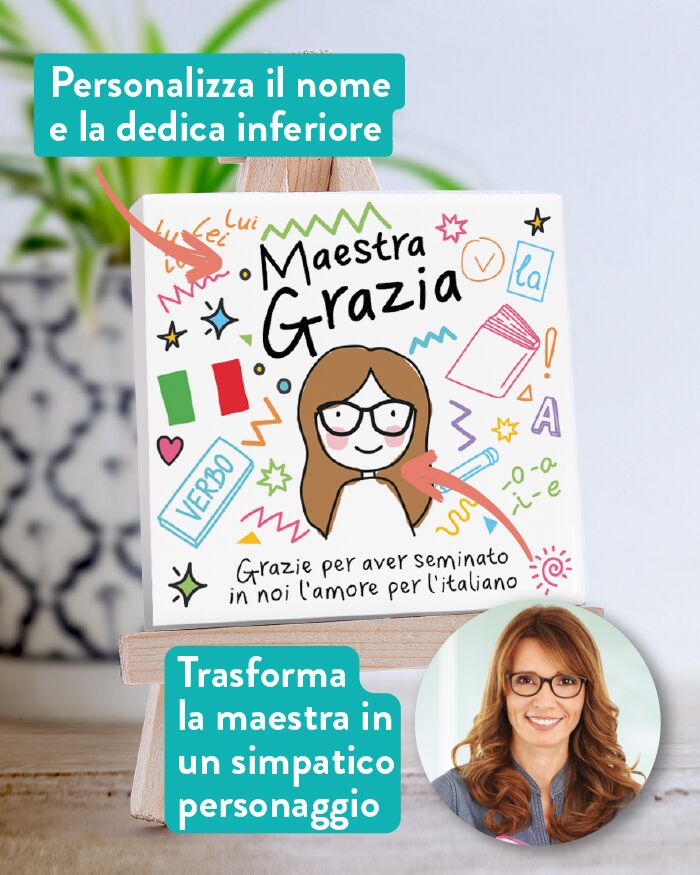 Piastrella di Ceramica Personalizzata per la Maestra di Italiano con Nome, Dedica e Omino Stilizzato – Idea Regalo Maestra, Fine Anno Scolastico - immagine 3