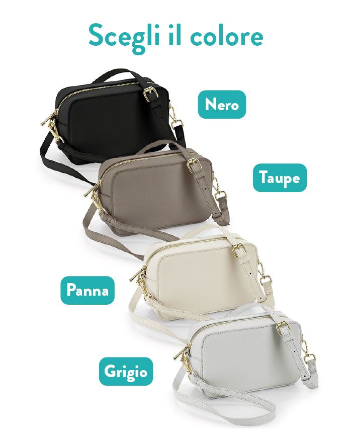 Borsetta Pochette a Tracolla in Ecopelle Personalizzata con Iniziali del Nome - Idea Regalo Laurea Ragazza, Lei - immagine 4