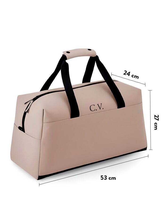 Borsone da Viaggio con Tracolla Personalizzato con Iniziali - Poliuretano Effetto Matte - Idea Regalo per Lei, Laurea, per Chi Viaggia Spesso - immagine 5