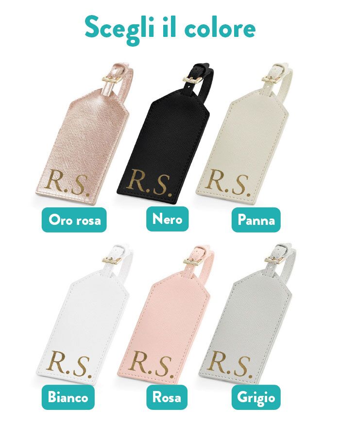 Etichetta Tag per Valigia in Ecopelle Personalizzato con Iniziali – Idea Regalo Laurea, Regalo per Lei, Regalo per Viaggio - immagine 3