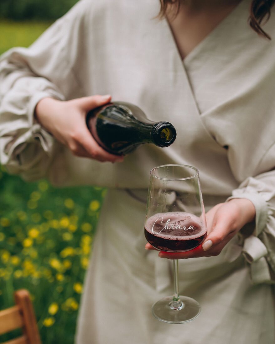 Calice da Vino Bianco o Rosso, Personalizzato con Nome in Corsivo Moderno - Idea Regalo Compleanno Lei - immagine 5