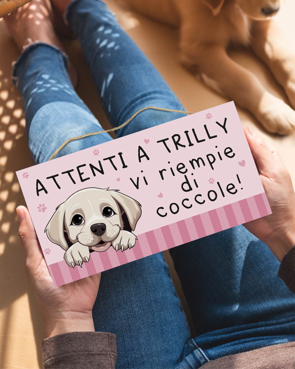 Targhetta Attenti Al con Cane Cucciolo Personalizzato e la Tua Frase - immagine 4