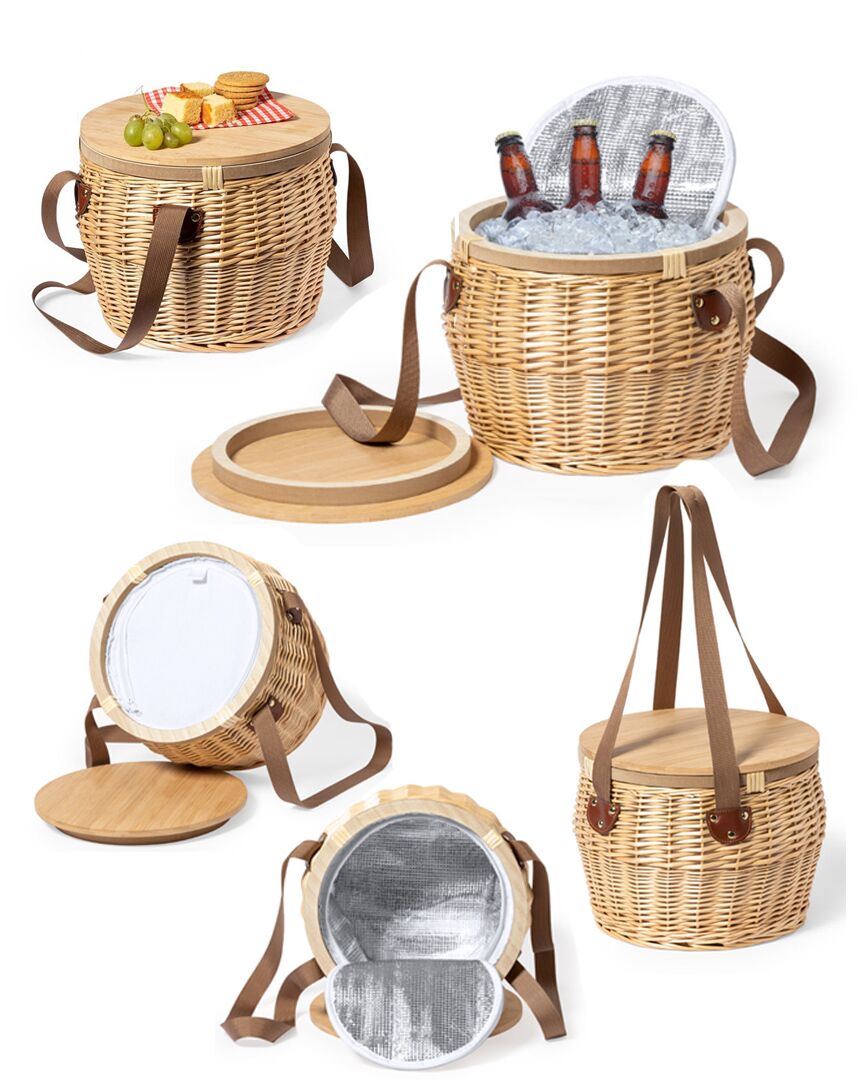 Cestino da Picnic in Vimini, con Manici in Pelle, Termico, Personalizzato - Idea Regalo Anniversario di Matrimonio - immagine 5