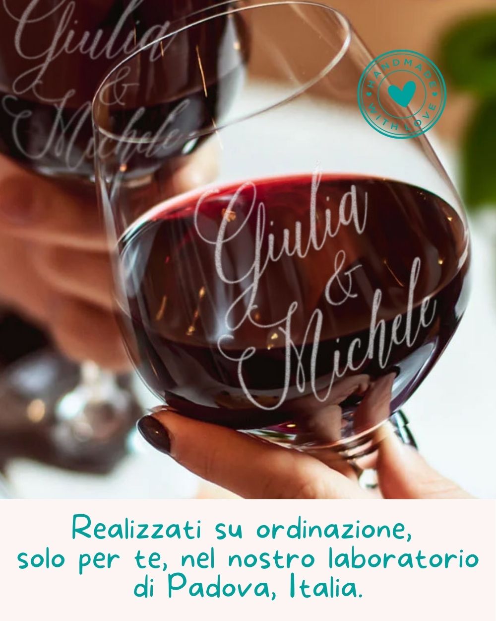 Coppia di Calici Personalizzati con Nomi - Idea Regalo San Valentino - immagine 2