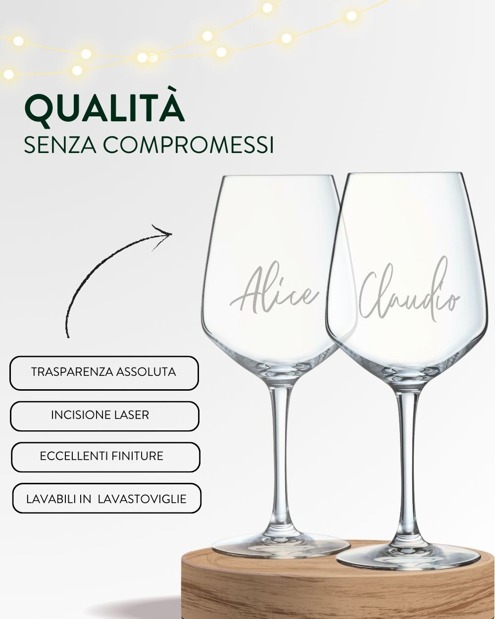 Coppia di Calici Personalizzati con Nomi in Stile Calligrafico - Idea Regalo per Anniversario, San Valentino - immagine 2