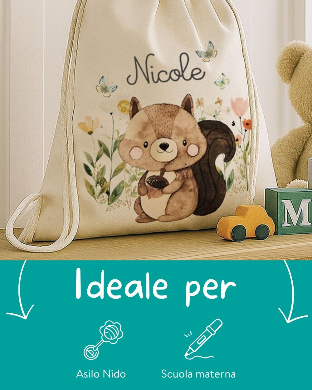 sacca-asilo-con-cordini-personalizzata-animali-del-bosco-idea-regalo-asilo-scuola
