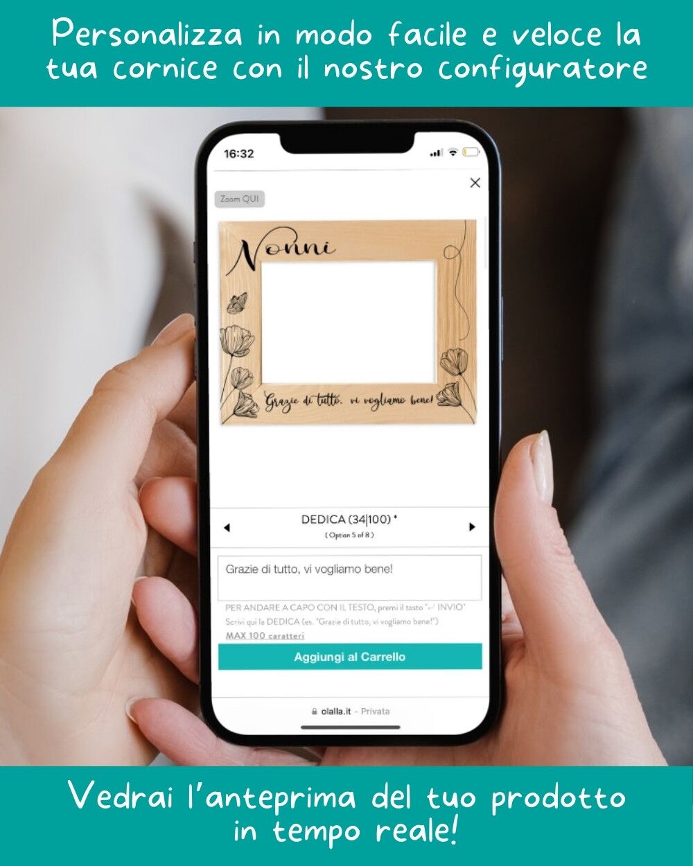 Cornice in Legno Personalizzata "Nonni" con Dedica - Idea Regalo per Nonni e Nonne, Festa dei Nonni - immagine 3