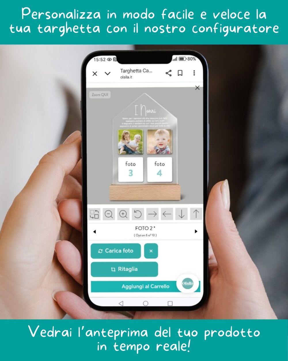 Targhetta Casa Portafoto Attacca e Stacca in Plexiglass Personalizzata con Foto Rimovibili e Dedica - Idea Regalo Nonni, Festa dei Nonni - immagine 3