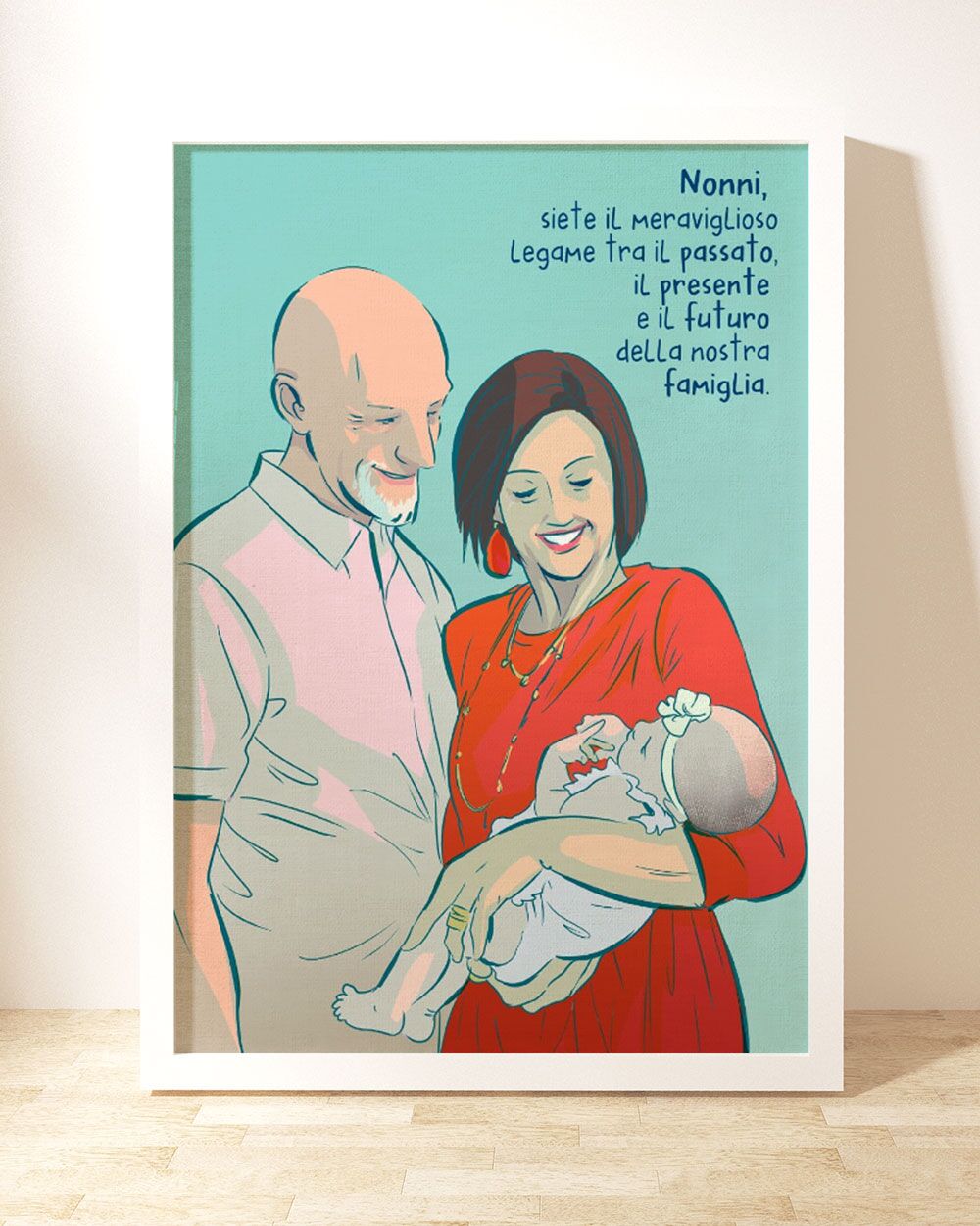 Illustrazione Digitale Ritratto Nonni Stile Fumetto a Partire dalla Tua Foto - Idea Regalo per la Festa dei Nonni