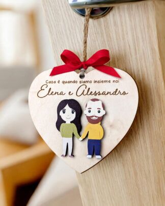 Targa Legno A Cuore Con Supporto Piegato In Plexiglass Twist3 H210