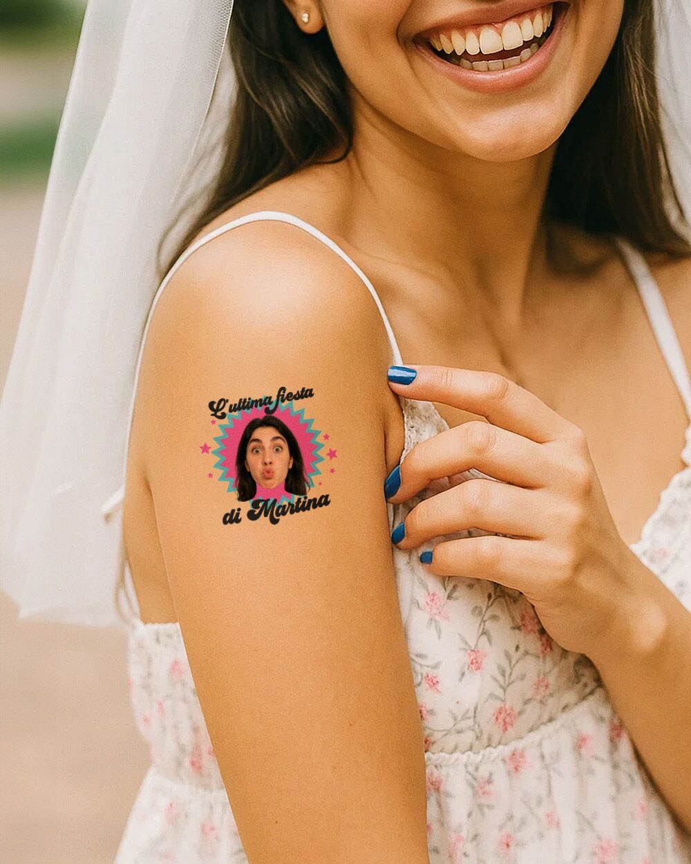 Tatuaggio Temporaneo Personalizzato "Ultima Fiesta" con Foto della Sposa - Idea Regalo Divertente Addio al Nubilato - immagine 11