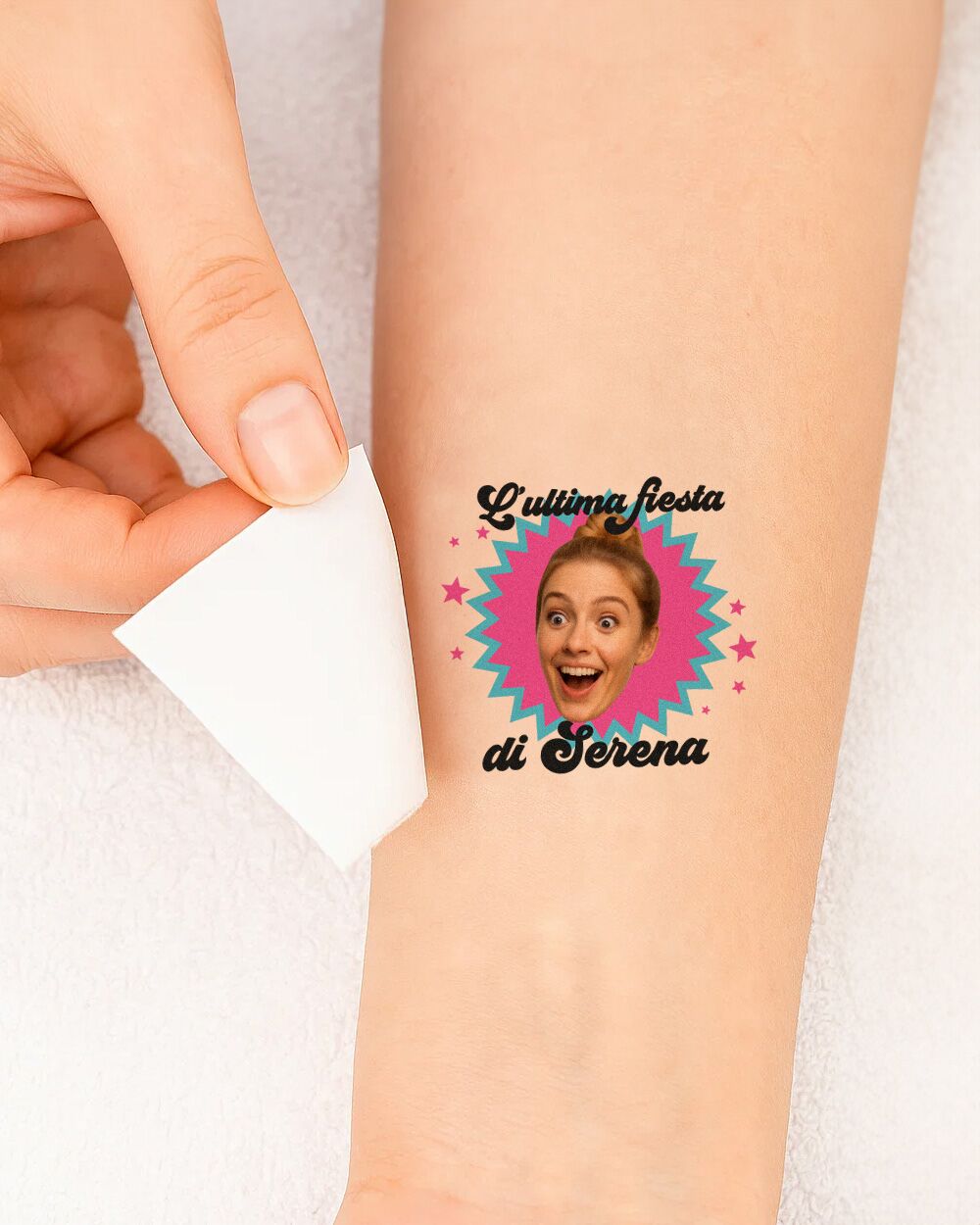 Tatuaggio Temporaneo Personalizzato "Ultima Fiesta" con Foto della Sposa - Idea Regalo Divertente Addio al Nubilato - immagine 9