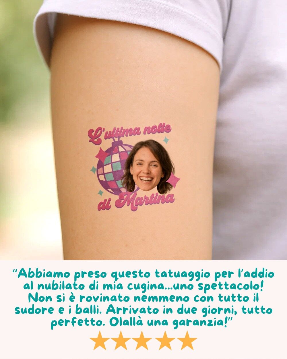 Tatuaggio Temporaneo Personalizzato "L'Ultima Notte" con Foto della Sposa - Idea Regalo Divertente Addio al Nubilato - immagine 6