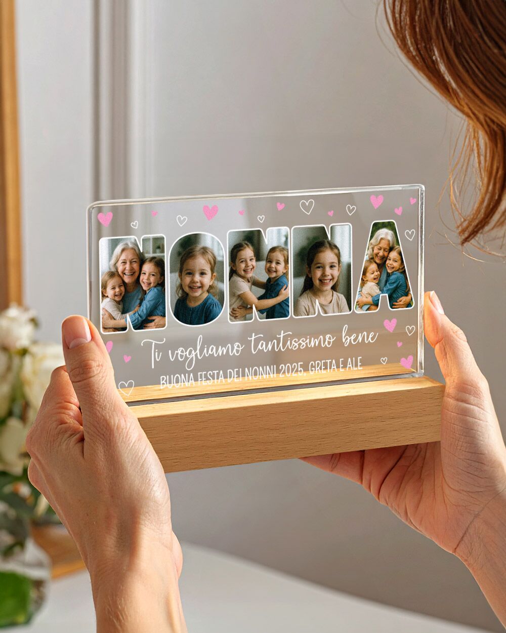 Lampada a Led Placca in Plexiglass “Nonno” Personalizzata con Foto, Dedica – Idea Regalo per il Nonno, Festa dei Nonni - immagine 12