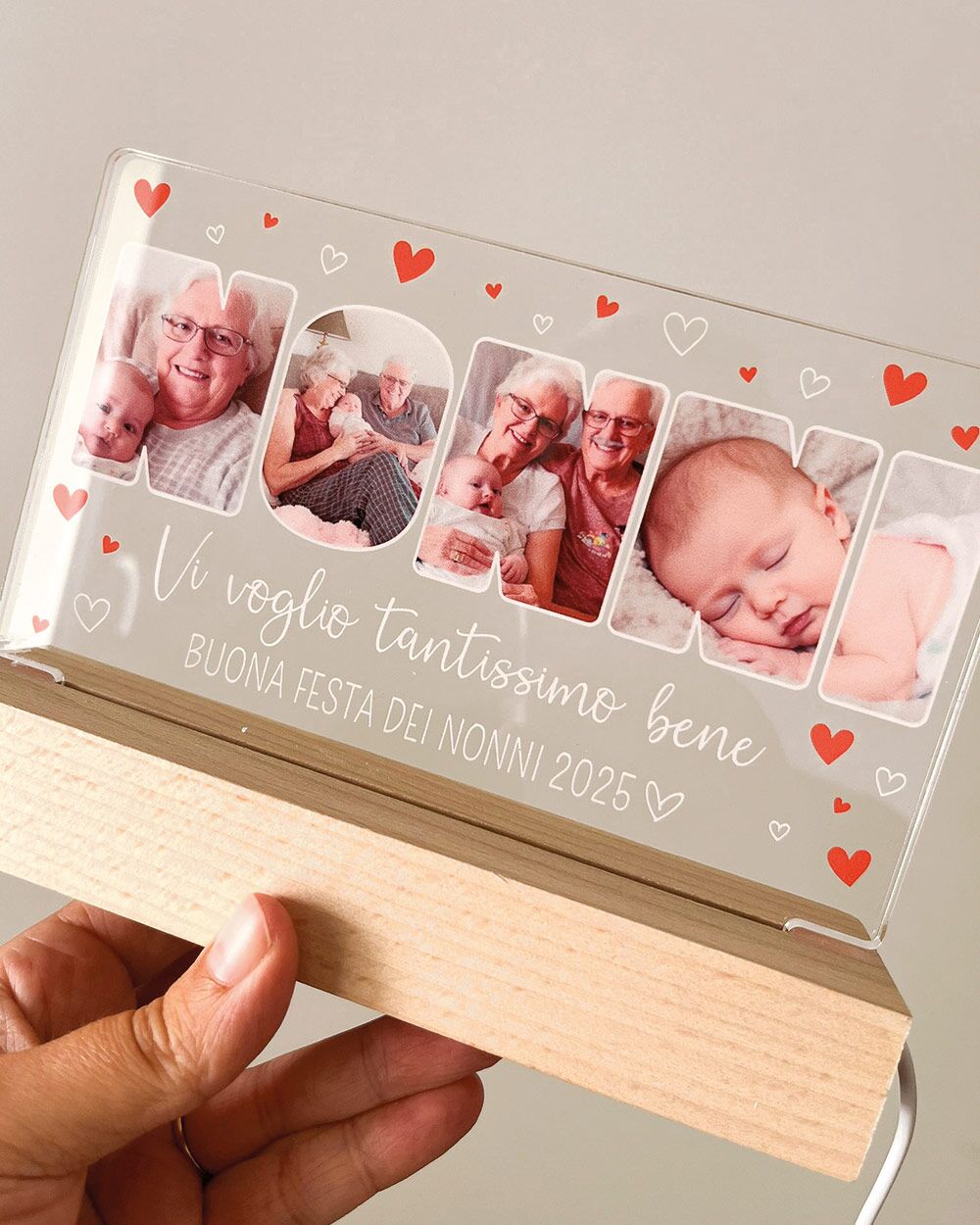 Lampada a Led Placca in Plexiglass “Nonno” Personalizzata con Foto, Dedica – Idea Regalo per il Nonno, Festa dei Nonni - immagine 19