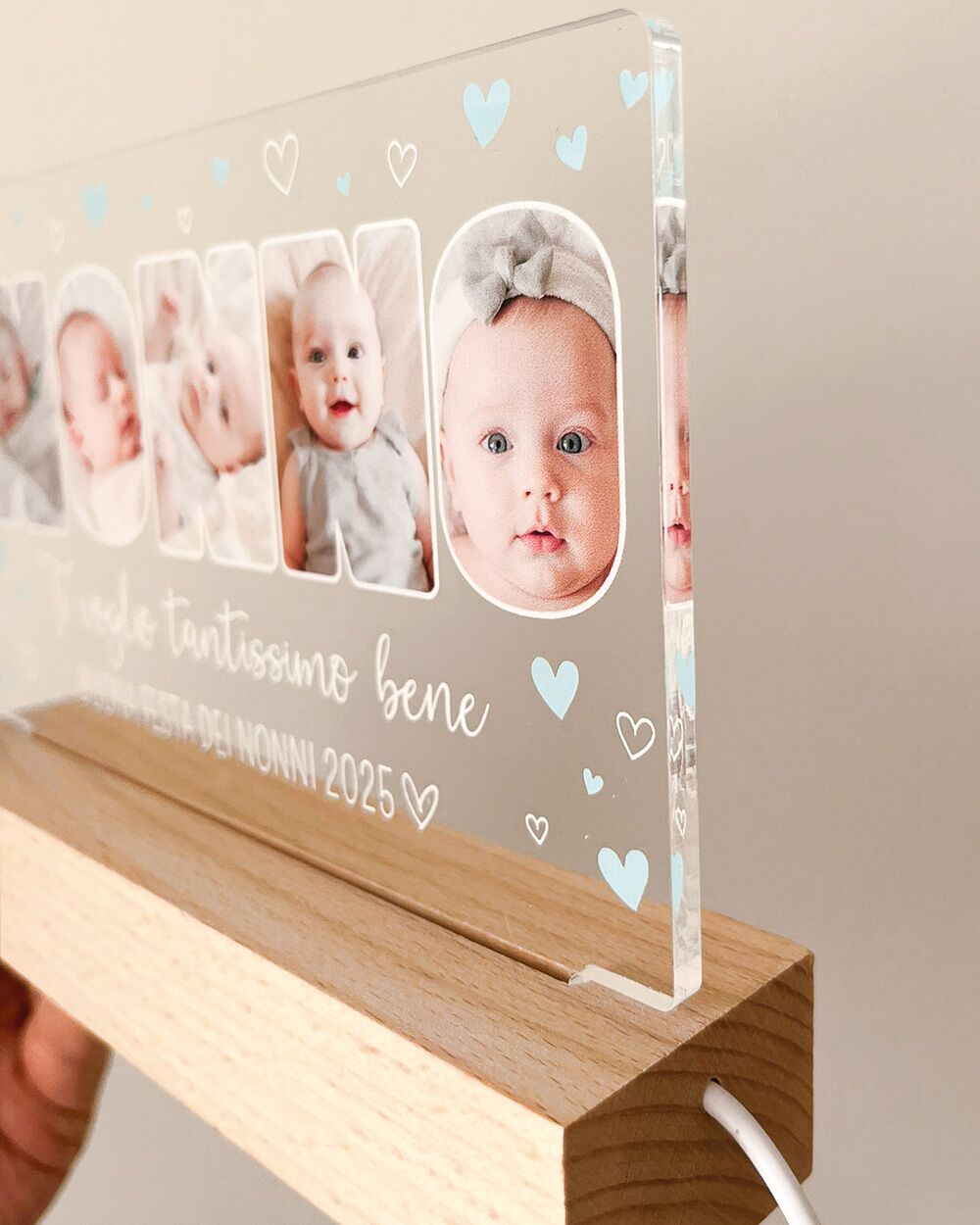 Lampada a Led Placca in Plexiglass “Nonno” Personalizzata con Foto, Dedica – Idea Regalo per il Nonno, Festa dei Nonni - immagine 18