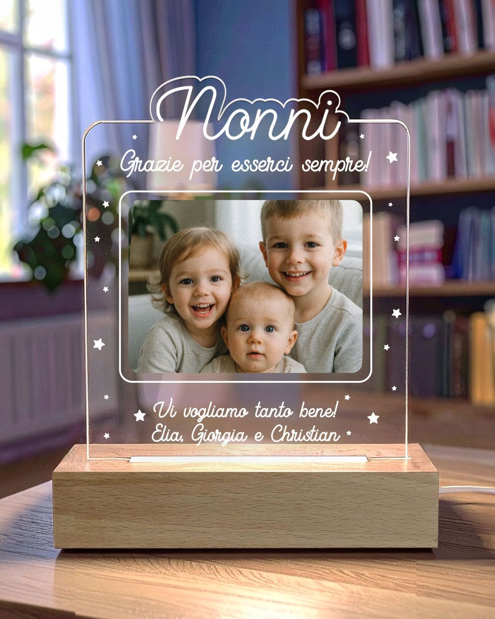 Lampada a Led Placca in Plexiglass "Nonna" Personalizzata con Foto, Nomi e Dedica - Idea Regalo per la Nonna, Festa dei Nonni - immagine 15