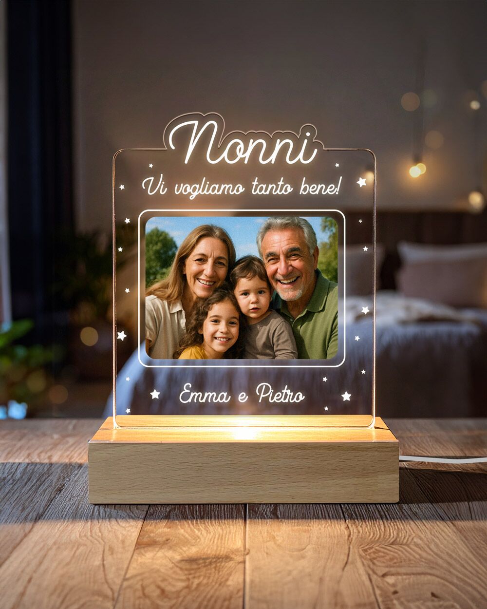 Lampada a Led Placca in Plexiglass "Nonna" Personalizzata con Foto, Nomi e Dedica - Idea Regalo per la Nonna, Festa dei Nonni - immagine 12