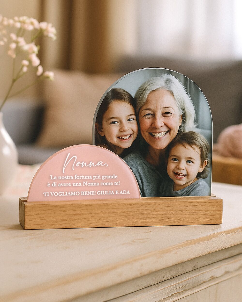Targhetta in Legno e Plexiglass Personalizzata con Foto e Dedica per i Nonni - Idea Regalo Festa dei Nonni - immagine 4