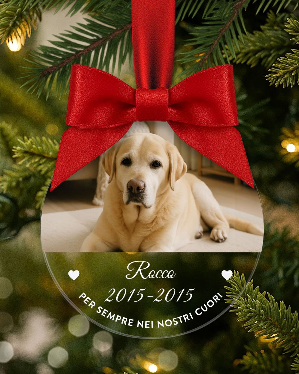 Pallina di Natale in Plexiglass, Decorazione Natalizia Personalizzata con Foto Cane o Gatto - Idea Addobbo per l'Albero, Regalo Natale - immagine 10
