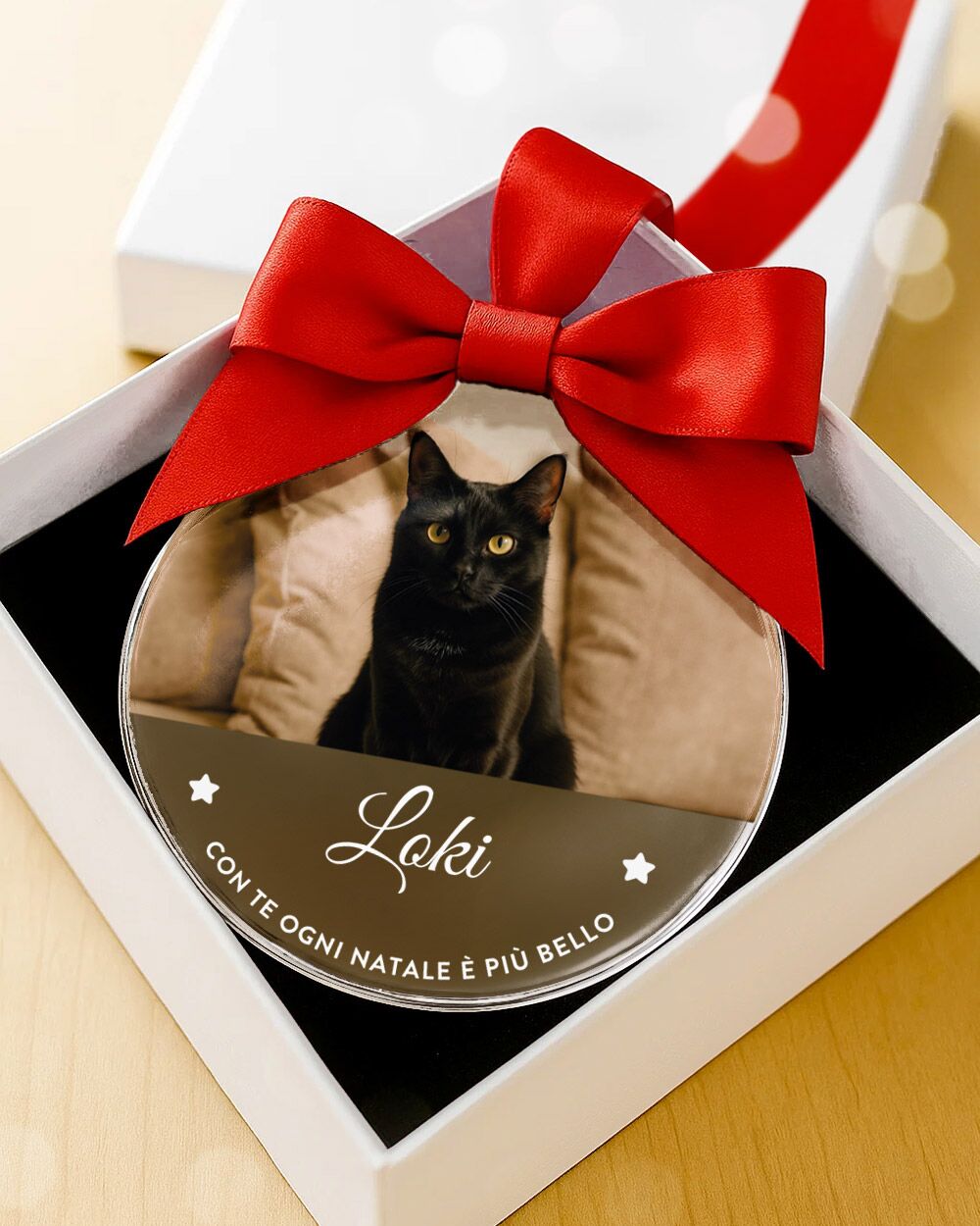 Pallina di Natale in Plexiglass, Decorazione Natalizia Personalizzata con Foto Cane o Gatto - Idea Addobbo per l'Albero, Regalo Natale - immagine 9