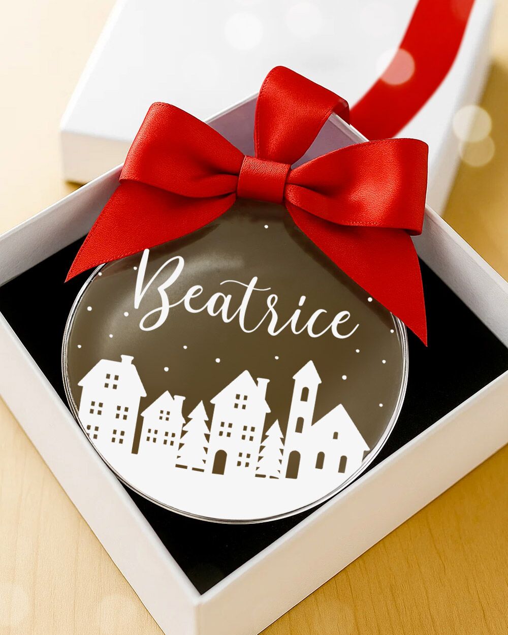 Pallina di Natale in Plexiglass, Decorazione Natalizia Personalizzata con Paesaggio Innevato e Nome – Idea Addobbo per l’Albero, Regalo Natale Bambino - immagine 8