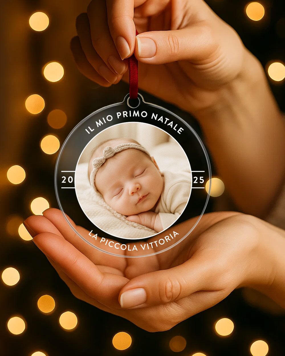 Pallina di Natale in Plexiglass, Decorazione Natalizia Personalizzata con Foto "Il Primo Natale" – Idea Addobbo per l’Albero, Regalo Primo Natale, Coppia, Neo Genitori - immagine 8
