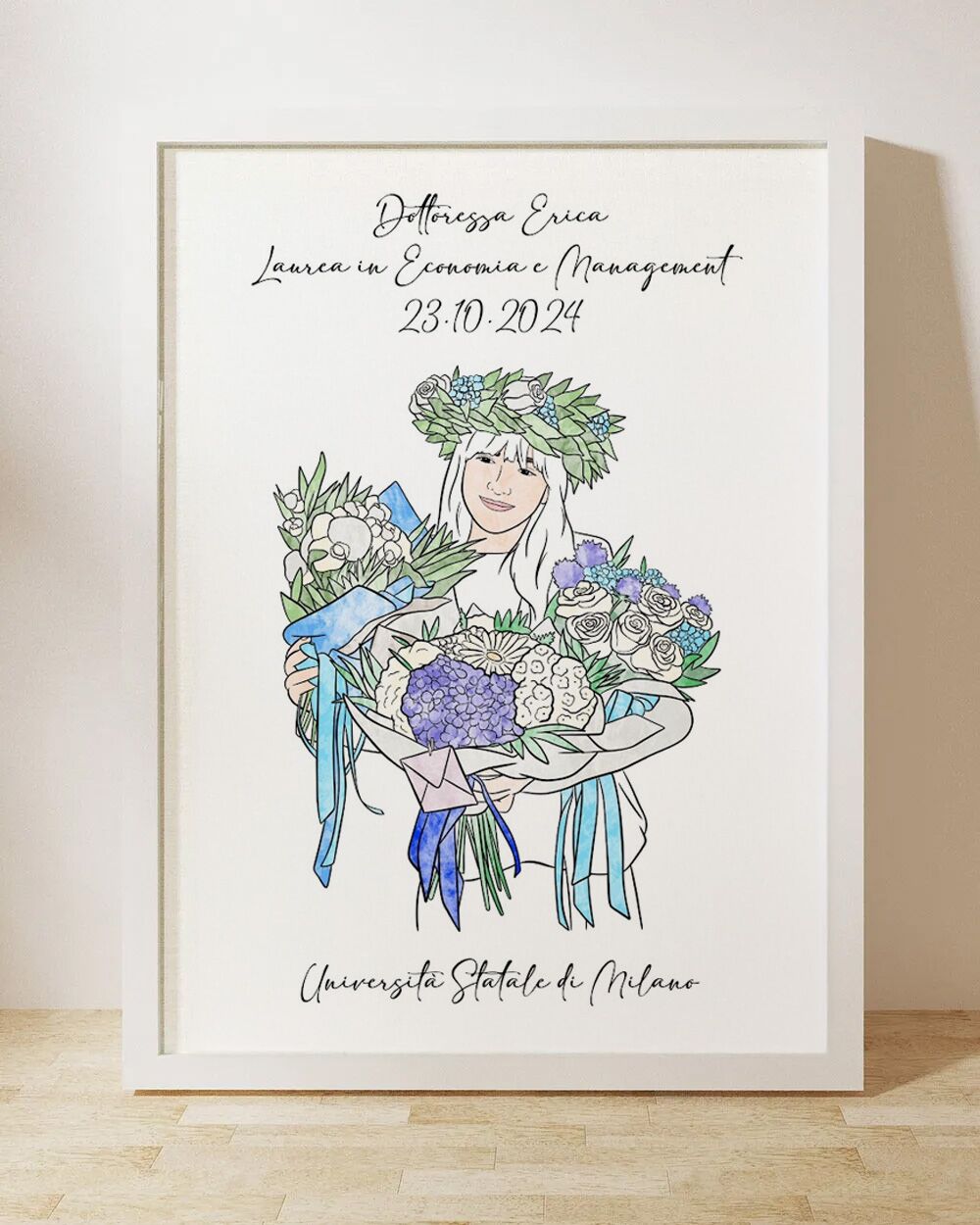 ritratto-illustrazione-laurea-donna-fiori-stampa-bianca