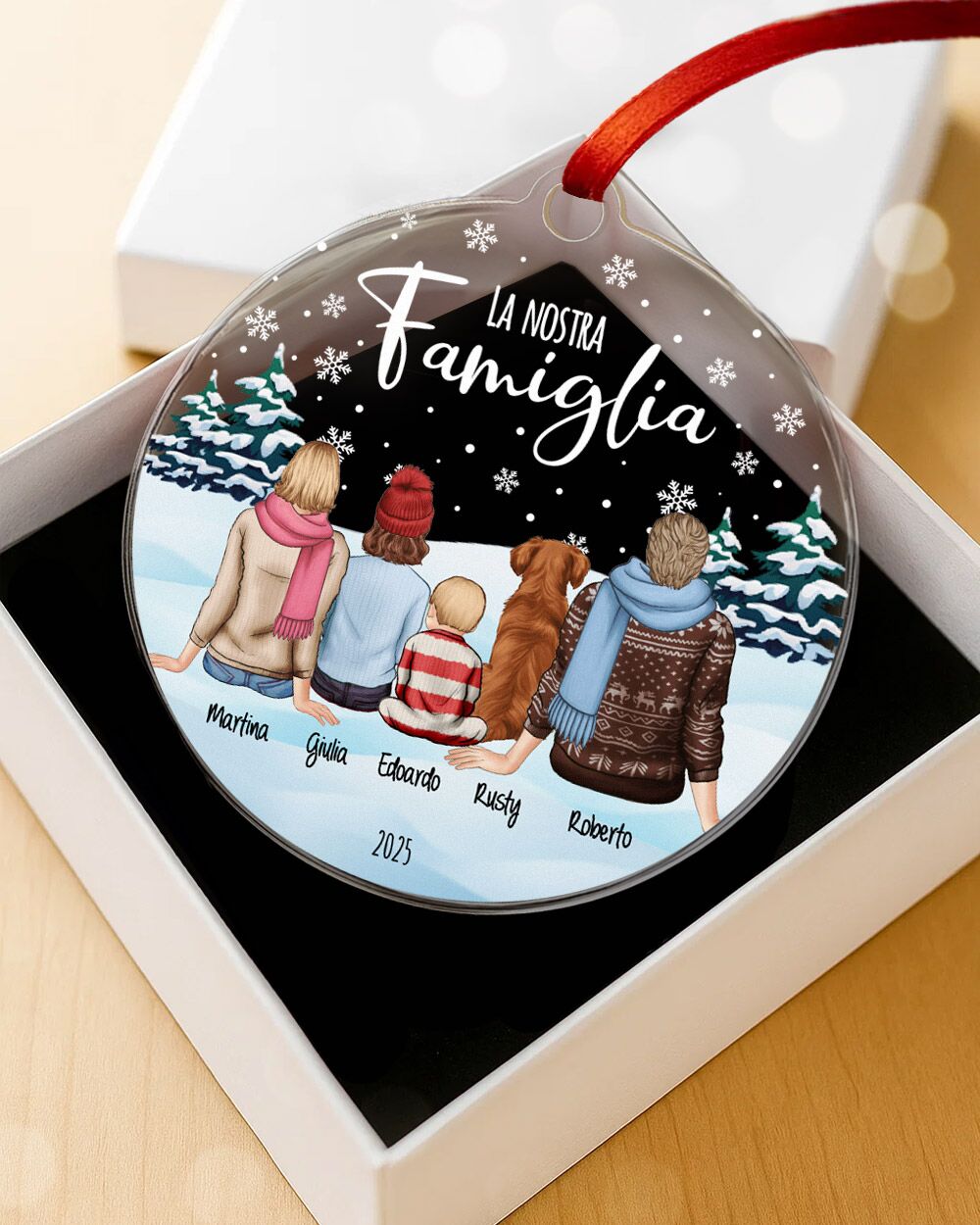 Decorazione di Natale, Pallina Personalizzata con Ritratto Sagome di Spalle - Idea Regalo Natale Famiglia - immagine 4