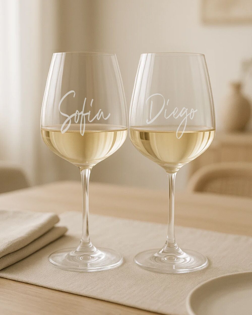 Coppia di Calici Personalizzati con Nomi in Stile Calligrafico - Idea Regalo per Anniversario, San Valentino - immagine 15