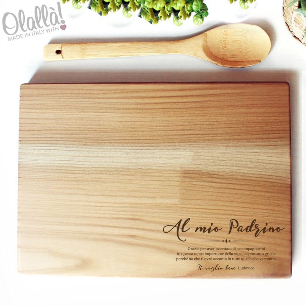 Tagliere in Legno Personalizzato con Dedica - Regalo per il Padrino